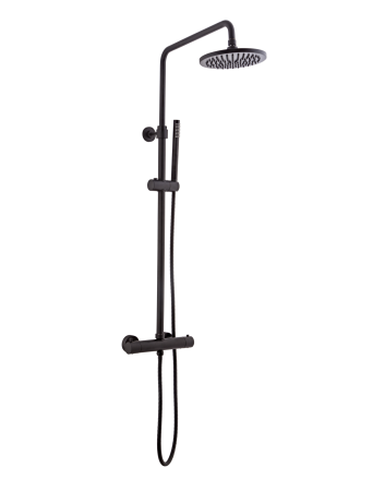 Sani DeLuxe Doucheset opbouw thermostatisch (in hoogte verstelbaar) rond Mat Zwart douchekop 30 cm
