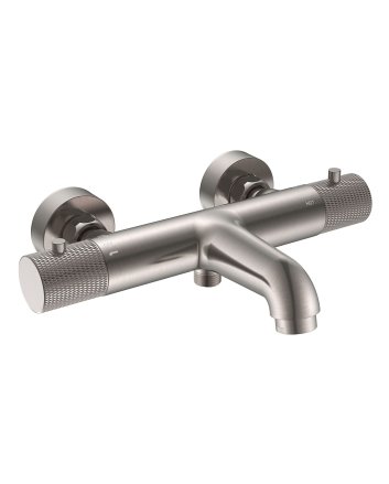 Wiesbaden Ribbd thermostatische badmengkraan hartafstand 15 cm geborsteld staal