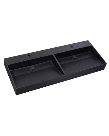 Sani DeLuxe Wastafel Quartz Trend 120 dubbele wasbak, met twee kraangaten