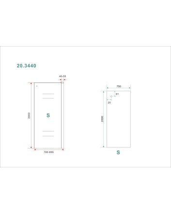 Side zijwand voor Puerta en Slide nisdeur 800 x 2000 x 8 mm nano helder glas/chroom