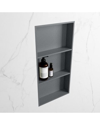 Mondiaz Easy Nis 59,5x29,5cm in solid surface kleur Plata | Plata. 3 vakken  geschikt voor in- of opbouw