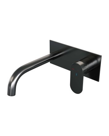 BRAUER Gunmetal Edition inbouw wastafelmengkraan met gebogen uitloop en afdekplaat model C1 gunmetal geborsteld PVD