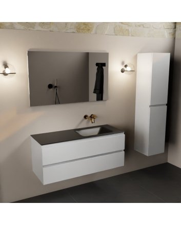 Mondiaz Aivy 120cm badmeubel Talc, wastafel Urban solid surface rechts zonder kraangat