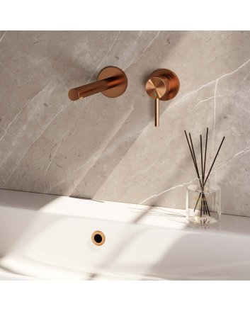 BRAUER Copper Carving inbouw wastafelmengkraan met rechte uitloop en rozetten model A1 koper geborsteld PVD