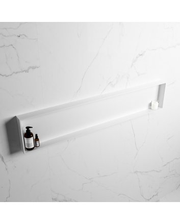 Mondiaz Easy Nis 149,5x29,5cm in solid surface kleur Talc | Talc. 1 vak  geschikt voor in- of opbouw
