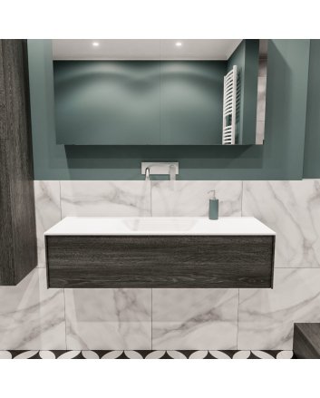 Mondiaz Lush 120 badmeubel antracite 1 lade wastafel midden geen kraangat