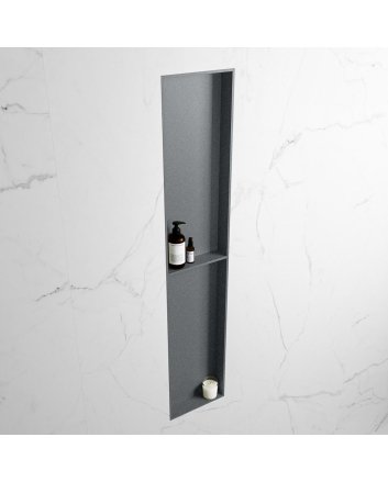 Mondiaz Easy Nis 89,5x29,5cm in solid surface kleur Plata | Plata. 2 vakken geschikt voor in- of opbouw