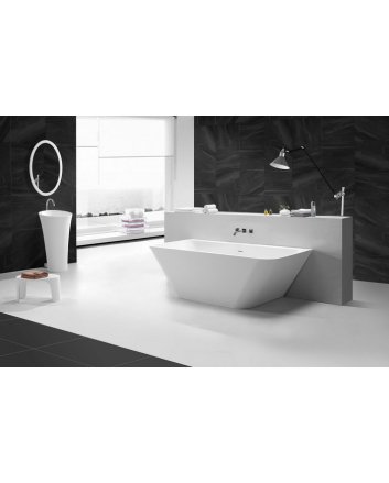 Wiesbaden Inge Solid surface half vrijstaand bad 180x84x57 cm mat wit