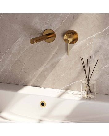 BRAUER Gold Edition inbouw wastafelmengkraan met rechte uitloop en rozetten model A1 goud geborsteld PVD