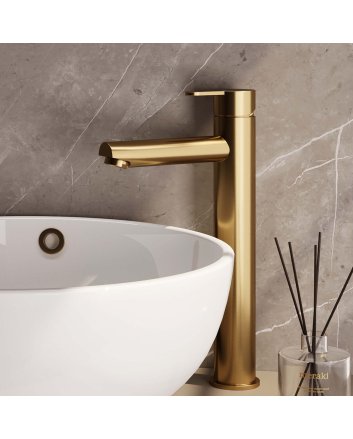 BRAUER Gold Edition verhoogde opbouw wastafelmengkraan model D goud geborsteld PVD