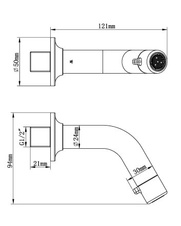 Sophia fonteinkraan met muurbevestiging 1/2" mat zwart