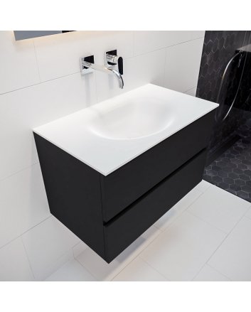 Mondiaz Vica 80cm badmeubel urban 2 lades wastafel Moon midden zonder kraangat