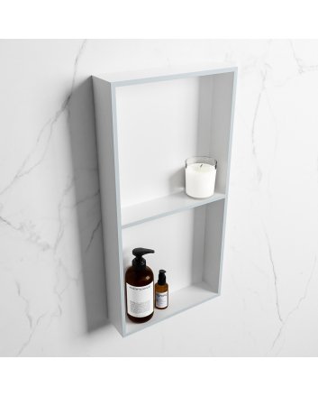 Mondiaz Easy Nis 59,5x29,5cm in solid surface kleur Clay | Talc. 2 vakken geschikt voor in- of opbouw