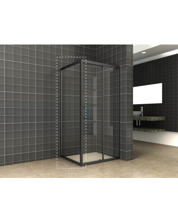 Skyline zijwand voor nis schuifdeur 800 x 2000 x 8 mm nano helder glas/mat zwart