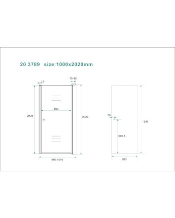 nisdeur met profiel 1000x2000 8mm NANO rookglas