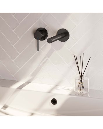 BRAUER Black Edition inbouw wastafelmengkraan met rechte uitloop en rozetten model A2 mat zwart