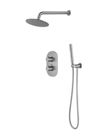 Sani DeLuxe Doucheset inbouw met box thermostaat, muurbevestiging / douchekop 25 cm rond RVS