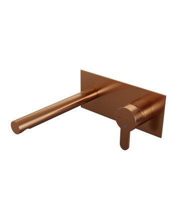 BRAUER Copper Edition inbouw wastafelmengkraan met rechte uitloop en afdekplaat model D1 koper geborsteld PVD