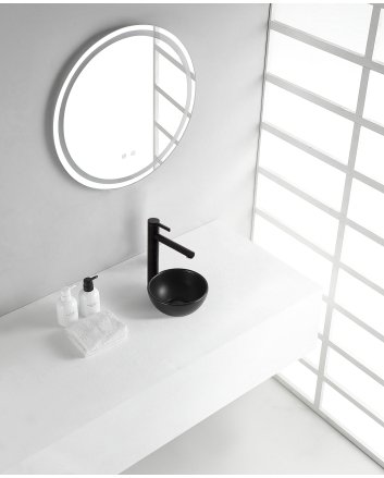 Consilio waskom rond 20 x 9 cm keramiek mat zwart