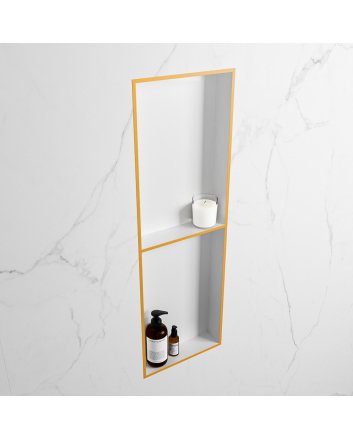 Mondiaz Easy Nis 149,5x29,5cm in solid surface kleur Ocher | Talc. 2 vakken geschikt voor in- of opbouw