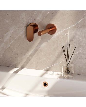 BRAUER Copper Edition inbouw wastafelmengkraan met rechte uitloop en rozetten model C2 koper geborsteld PVD