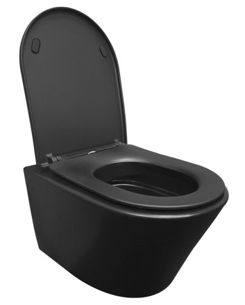 Vesta wandcloset rimless met Shade slim toiletzitting softclose en quick release mat zwart