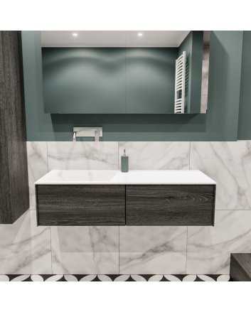 Mondiaz Lush 120 badmeubel antracite 2 lades wastafel links geen kraangat