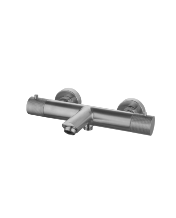 Sani DeLuxe Badmengkraan opbouw thermostatisch rond Gun Metal met geribbeld knop