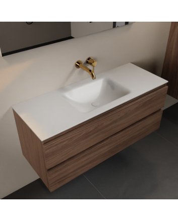 Mondiaz Aivy 120cm badmeubel Mocha, wastafel Talc solid surface midden zonder kraangat