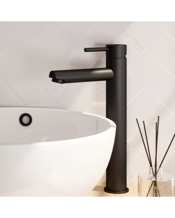 BRAUER Black Edition verhoogde opbouw wastafelmengkraan model A mat zwart