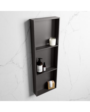 Mondiaz Easy Nis 89,5x29,5cm in solid surface kleur DarkGrey | DarkGrey. 3 vakken  geschikt voor in- of opbouw