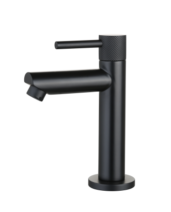 Sani DeLuxe Fonteinkraan opbouw rond Mat Zwart met geribbeld knop