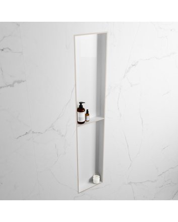 Mondiaz Easy Nis 89,5x29,5cm in solid surface kleur Linen | Talc. 2 vakken geschikt voor in- of opbouw