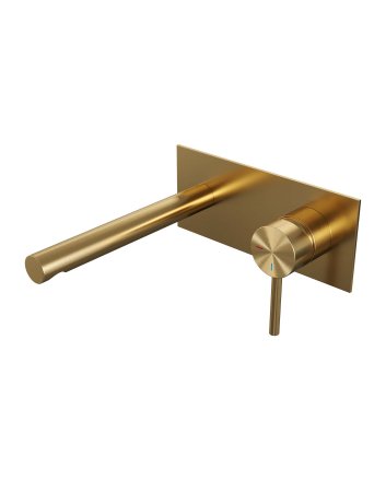 BRAUER Gold Edition inbouw wastafelmengkraan met rechte uitloop en afdekplaat model A1 goud geborsteld PVD