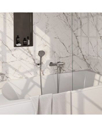 BRAUER Chrome Edition opbouw baddouche thermostaatkraan SET 04 met wandhouder en 3-standen handdouche en doucheslang chroom