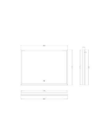 Avi spiegel rechthoek met LED, dimbaar en spiegelverwarming 80 x 60 cm mat zwart
