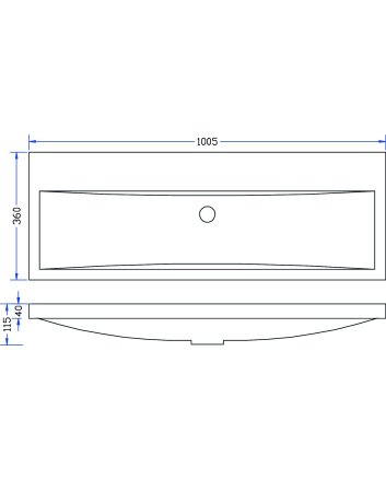 Wiesbaden Flag wastafel enkel zonder kraangat 100x36x4 cm kunstmarmer glans wit