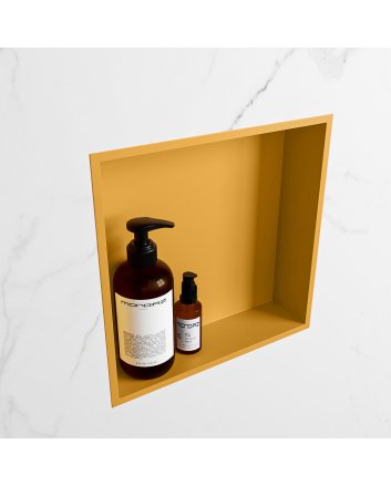 Mondiaz Easy Nis 29,5x29,5cm in solid surface kleur Ocher | Ocher. 1 vak  geschikt voor in- of opbouw