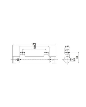 Sani DeLuxe Douchemengkraan opbouw thermostatisch New Rio rond Chroom