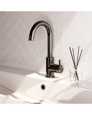 BRAUER Gunmetal Edition hoge opbouw wastafelmengkraan met draaibare ronde uitloop model B gunmetal geborsteld PVD
