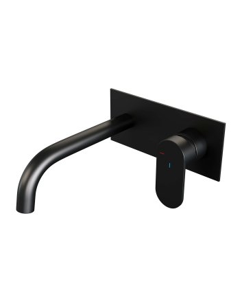 BRAUER Black Edition inbouw wastafelmengkraan met gebogen uitloop en afdekplaat model C1 mat zwart