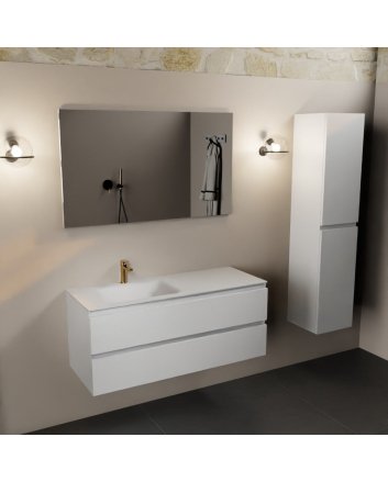 Mondiaz Aivy 120cm badmeubel Talc, wastafel Talc solid surface links 1 kraangat