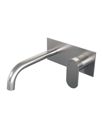 BRAUER Brushed Edition inbouw wastafelmengkraan met gebogen uitloop en afdekplaat model C1 RVS geborsteld PVD