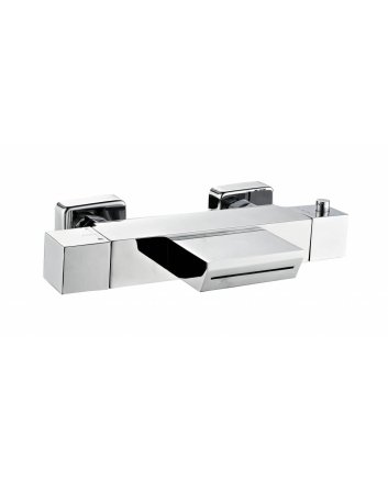 Sani DeLuxe Badmengkraan opbouw thermostatisch met waterval uitloop vierkant Chroom