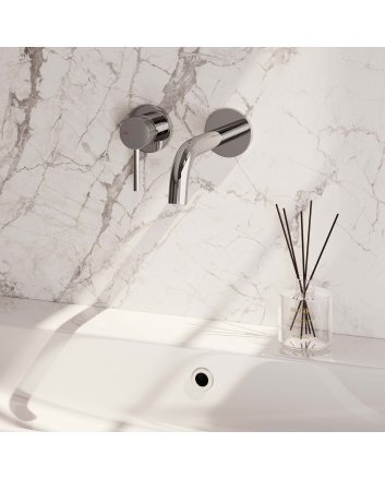 BRAUER Chrome Carving inbouw wastafelmengkraan met gebogen uitloop en rozetten model A2 chroom