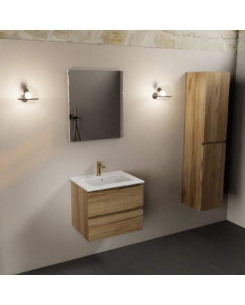 Mondiaz Aivy 60cm badmeubel Chai, wastafel glanzend wit keramiek midden 1 kraangat