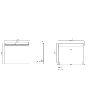 Tigris spiegel rechthoek met LED en stopcontact 100 x 80 cm