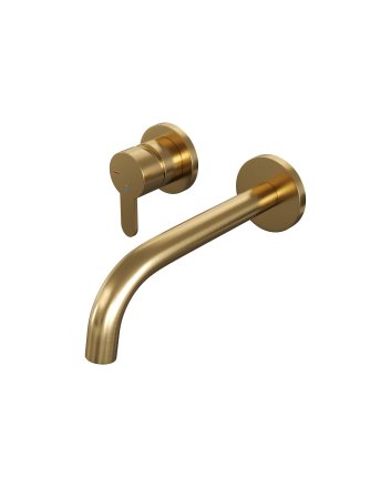 BRAUER Gold Edition inbouw wastafelmengkraan met gebogen uitloop en rozetten model D2 goud geborsteld PVD