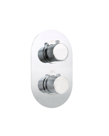 Sani DeLuxe Doucheset inbouw met box thermostaat, muurbevestiging / douchekop 20 cm rond Chroom met geribbeld knop