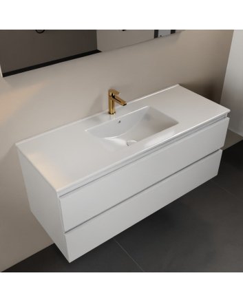 Mondiaz Aivy 120cm badmeubel Talc, wastafel glanzend wit keramiek midden 1 kraangat